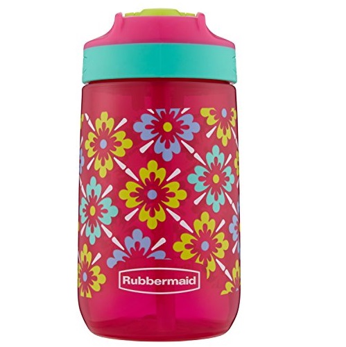 Rubbermaid Leak-Proof Sip Kids Water Bottle, 14 oz, Tiki Flowers Graphic, Now Only $4.99