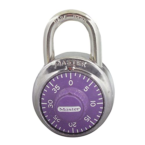 Master Lock 1514D Combination Padlock, 1-7/8 in. Wide with 3/4 in. Long Shackle, Purple Dial, 1.875