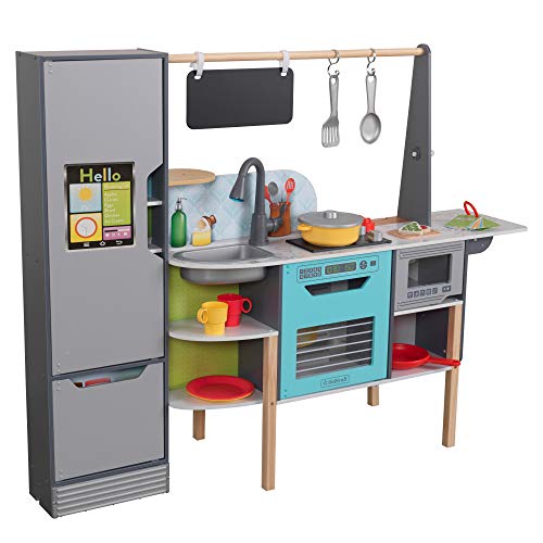 KidKraft Alexa-Enabled 2-in-1 Wooden Kitchen & Market with Lights and Sounds, Interactive Foods and Games Plus 105 Accessories, Gift for Ages 3+, Amazon Exclusive,  Only $58.57