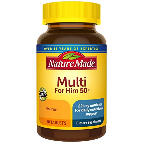 Nature Made 男士50+岁 综合维生素，90粒，原价$12.59，现点击coupon后仅售$5.44，免运费！