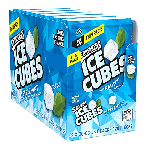 ICE BREAKERS ICE CUBES Peppermint Sugar Free Chewing Gum, Made with Xylitol, 1.62 oz Thin Pack (6 Count), Only $9.50