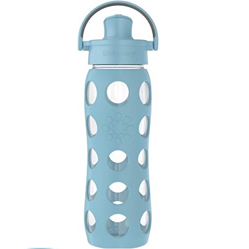 Lifefactory 22-Ounce Active Flip Cap Glass Water Bottle, 22oz, Denim, List Price is $24.99, Now Only $13.75, You Save $11.24 (45%)