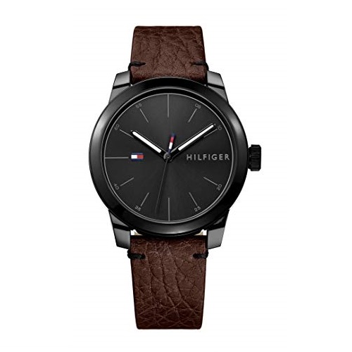Tommy Hilfiger Men's Quartz Watch with Leather Calfskin Strap, Brown, 20 (Model: 1791383), List Price is $69, Now Only $42.24, You Save $26.76 (39%)