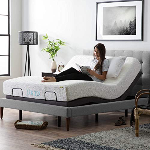 LUCID L300 Ergonomic Upholstered 5 Minute Assembly Dual USB Charging Stations Head and Foot Incline with Wireless Remote Control Adjustable Bed Base, Queen, Charcoal,  Now Only $479.25