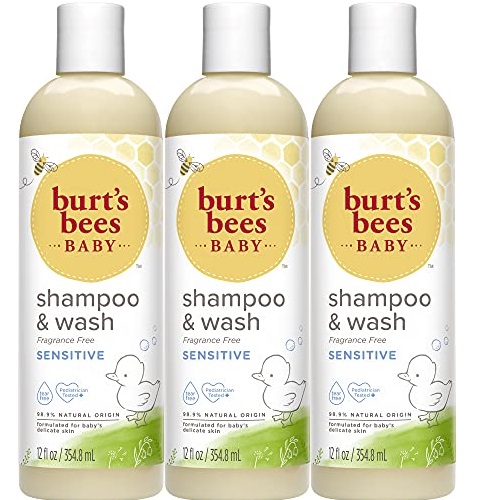 Burt's Bees Baby Shampoo & Wash, Fragrance Free & Tear Free Baby Soap - 12 Ounce Bottle - Pack of 3, only  $13.44