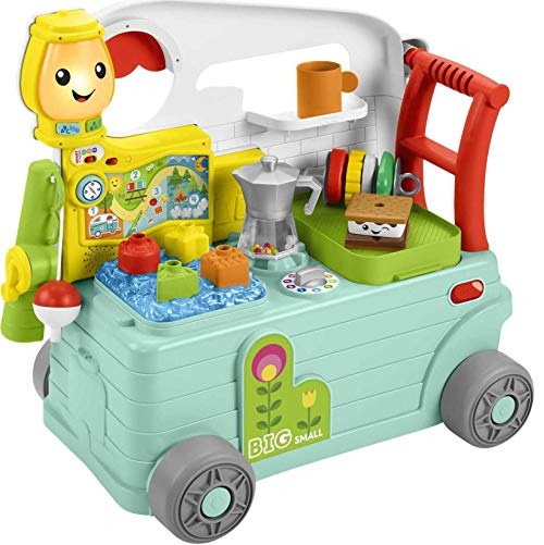 Fisher-Price Laugh & Learn 3-in-1 On-the-Go Camper, Musical Push-Along Walker and Activity Center for Infants and Toddlers Ages 9-36 Months, List Price is $49.99, Now Only $31.49