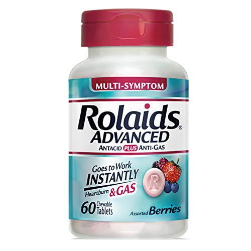 Rolaids Advanced Antacid Plus Anti-Gas 60 Chewable Tablets, Assorted Berry, Heartburn and Gas Relief, List Price is $4.99, Now Only $3.65