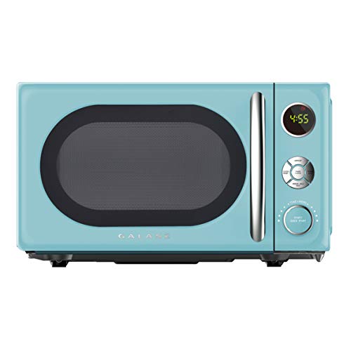 Galanz GLCMKA07BER-07 Retro Microwave Oven, LED Lighting, Pull Handle Design, Child Lock, Bebop Blue, 0.7 cu ft, List Price is $89.99, Now Only $59.98