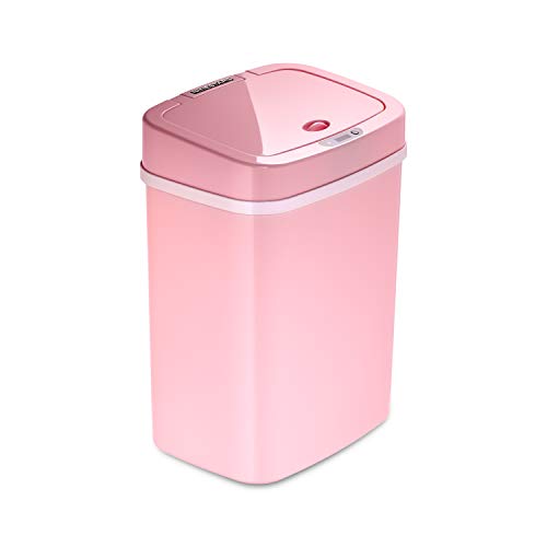 Ninestars DZT-12-5PK Bedroom or Bathroom Automatic Touchless Infrared Motion Sensor Trash Can, 3 Gal 12 L, ABS Plastic (Rectangular, Pink) Trashcan, Only $29.68