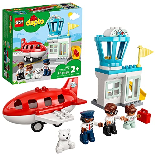 LEGO DUPLO Town Airplane & Airport 10961 Building Toy; Imaginative Playset for Kids; Great, Fun Gift for Toddlers; New 2021 (28 Pieces),Multicolor,One Size,  Only $23.99
