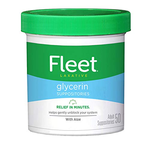 Fleet Laxative Glycerin Suppositories for Adult Constipation, Adult Laxative Jar Aloe vera, 50 Count, List Price is $5.89, Now Only $4.08