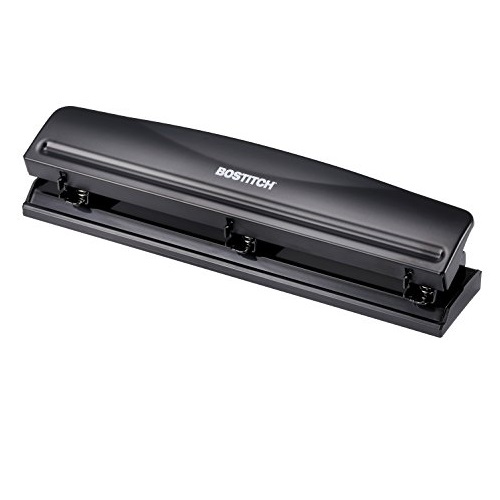 Bostitch Office 3 Hole Punch, Durable Metal,Rubber Base, 12 Sheets, Black (KT-HP12-BLK), 1 Pack, List Price is $11.99, Now Only $8.76
