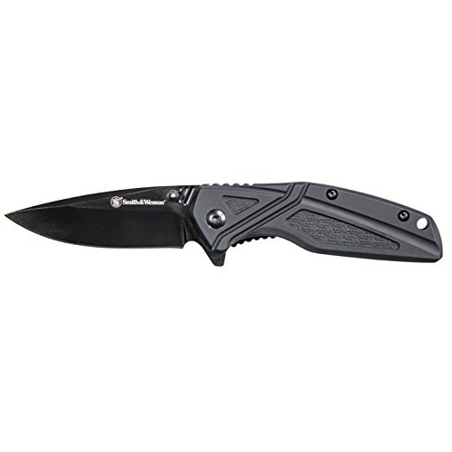 Smith & Wesson SW1101 6.89in Stainless Steel Folding Knife with 3in Drop Point Blade and Rubberized Handle for Outdoor, Tactical, Survival and EDC, List Price is $24.99, Now Only $7.97