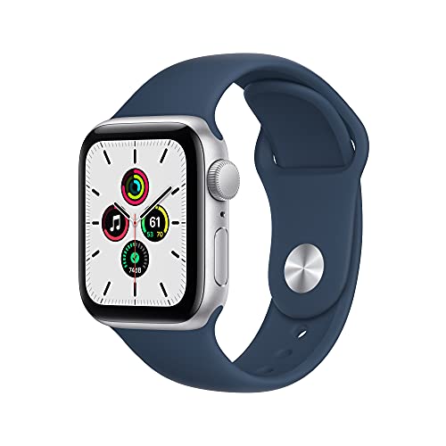 Apple Watch SE [GPS 40mm] Smart Watch w/ Silver Aluminium Case with Abyss Blue Sport Band. Fitness & Activity Tracker, Heart Rate Monitor, Retina Display, Water Resistant,  Only $229.99