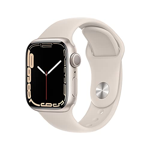 Apple Watch Series 7 [GPS 41mm] Smart Watch w/ Starlight Aluminum Case with Starlight Sport Band. Fitness Tracker, Blood Oxygen & ECG Apps, Always-On Retina Display, Water Resistant,Only $329
