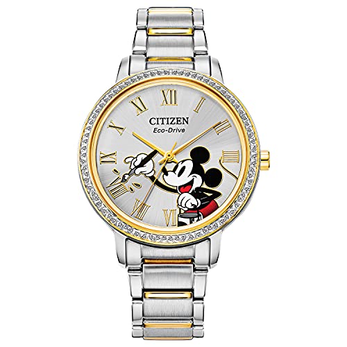 Citizen Eco-Drive Disney Quartz Womens Watch, Stainless Steel, Crystal, Mickey Mouse, Two-Tone (Model: FE7044-52W), List Price is $395, Now Only $296.25, You Save $98.75 (25%)