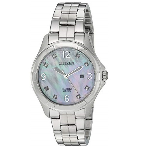 史低價！Citizen西鐵城 EU6080-58D 珍珠貝母 女士石英手錶，原價$119.99，現僅售$82.99，免運費！