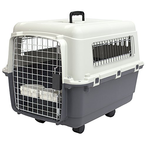 SportPet Designs Plastic Kennels Rolling Plastic Wire Door Travel Dog Crate - Medium, Gray (CM-2001-CS01), List Price is $92, Now Only $46.99, You Save $45.01 (49%)