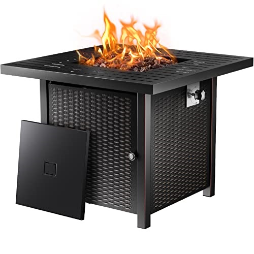 Ciays Propane Fire Pits 32 Inch Outdoor Gas Fire Pit, 50,000 BTU Steel Fire Table with Lid and Lava Rock, Add Warmth and Ambience to Gatherings and Parties , Only $197.99