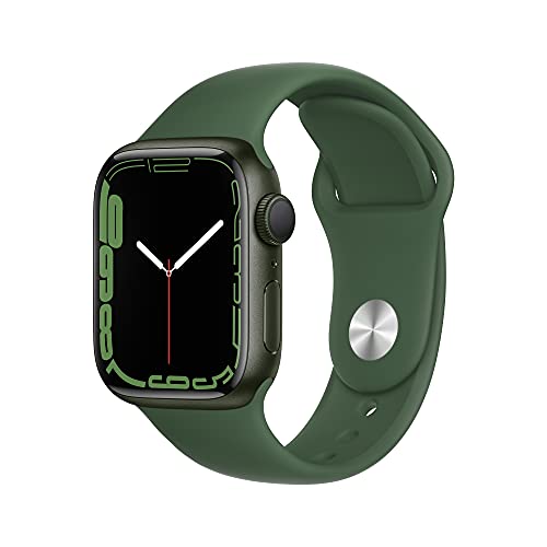 Apple Watch Series 7 [GPS 41mm] Smart Watch w/ Green Aluminum Case with Clover Sport Band. Fitness Tracker, Blood Oxygen & ECG Apps, Always-On Retina Display,  Only $309.00