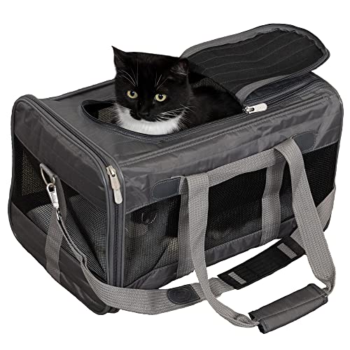 Sherpa Original Deluxe Travel Bag Pet Carrier, Airline Approved - Mesh Panels & Spring Frame, Locking Safety Zippers, Machine Washable Liner - Charcoal Gray, Large, Only $32.23