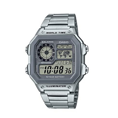 Casio Men's 10 Year Battery Quartz Watch with Stainless Steel Strap, Silver, 24.1 (Model: AE-1200WHD-7AVCF), List Price is $39.95, Now Only $21.19, You Save $18.76 (47%)