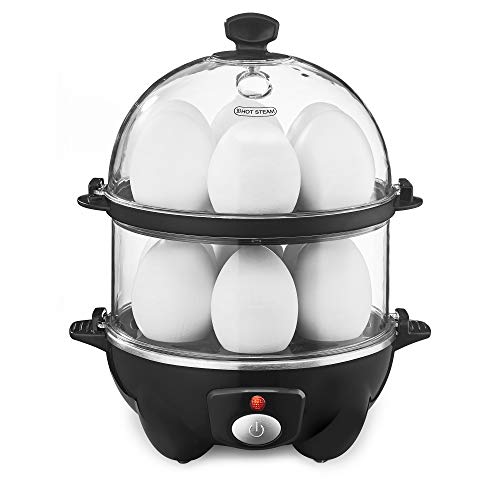 BELLA Double Tier Egg Cooker, Boiler, Rapid Maker & Poacher, Meal Prep for Week, Family Sized Meals: Up To 12 Large Boiled Eggs, Dishwasher Safe, Poaching and Omelet Trays Included,Only $13.70