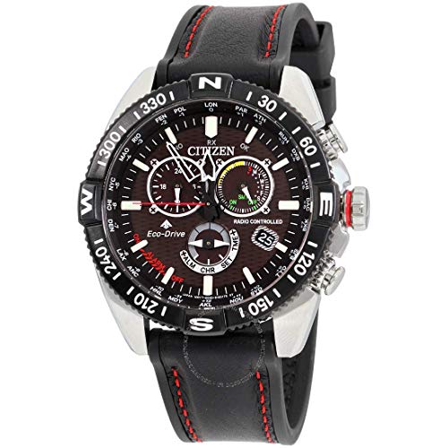 Citizen Eco-Drive Promaster Navihawk A-T Quartz Mens Watch, Stainless Steel with Leather strap, Pilot watch, Black (Model: CB5841-05E), List Price is $625, Now Only $356.23