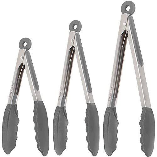 Silicone Kitchen Tongs for Cooking with Silicone Tips, Heat Resistant Tongs for Serving Food, 7-Inch, 9-Inch, 12-Inch Silicon Tongs with Locking Feature, Set of 3 Salad Tongs,Only $7.99