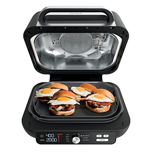 Ninja IG601 Foodi XL 7-in-1 Indoor Grill Combo, use Opened or Closed, Air Fry, Dehydrate & More, Pro Power Grate, Flat Top Griddle, Crisper, Black, 4 Quarts, List Price is $349.99, Now Only $149.99