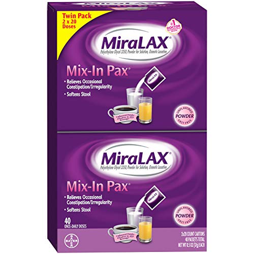 MiraLAX, Laxative Powder for Gentle Constipation Relief Single Dose Packets, 40 Count, List Price is $38.99, Now Only $18.19