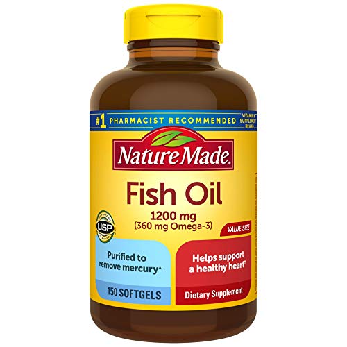 Nature Made Fish Oil 1200mg, 150 Softgels Value Size, Fish Oil Omega 3 Supplement For Heart Health, List Price is $20.59, Now Only $8.54