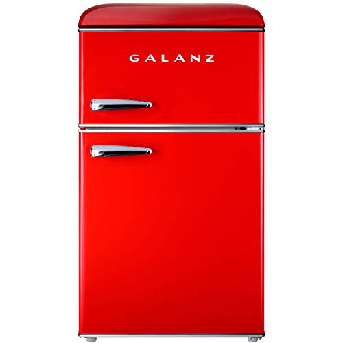 Galanz GLR31TRDER Retro Compact Refrigerator, Mini Fridge with Dual Doors, Adjustable Mechanical Thermostat with True Freezer, Red, 3.1 Cu FT, List Price is $279.99, Now Only $178.62