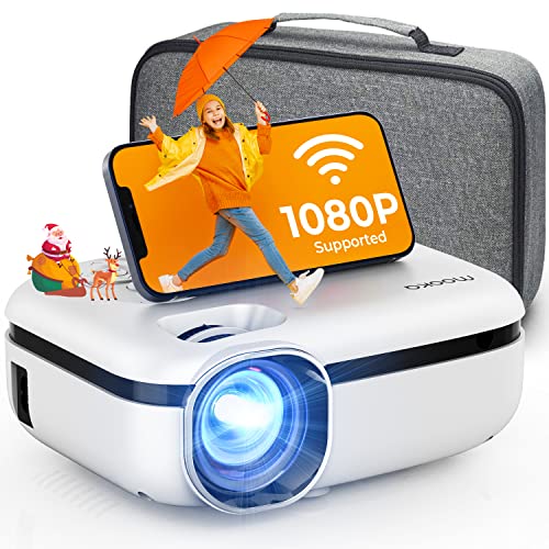 Projector with WiFi (Latest Upgrade), Portable Outdoor Projector 8000L HD with Carrying Bag, Home Theater Movie Projector Support 1080P Compatible with HDMI, USB, AV, AUX, PS4, iOS, Android