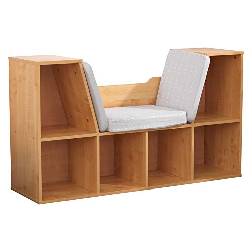 KidKraft Wooden Bookcase with Reading Nook, Storage and Gray Cushion - Natural, Gift for Ages 3-8, List Price is $199.99, Now Only $81.99, You Save $118.00 (59%)