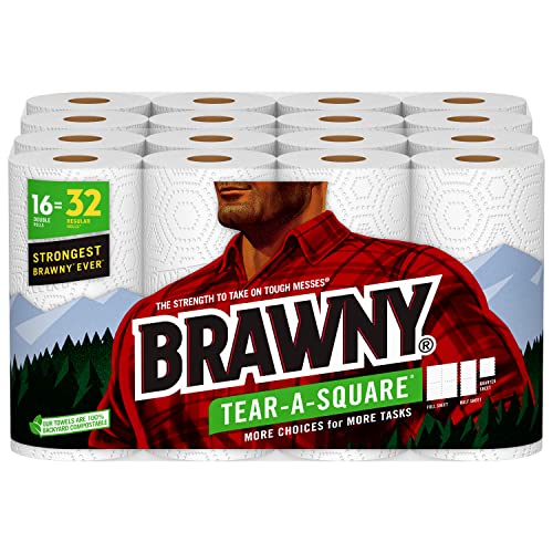 史低價！Brawny Tear-A-Square 廚房紙，16 Double 卷，現點擊coupon后$19.78，免運費！