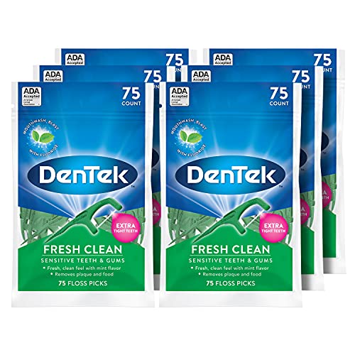 DenTek Fresh Clean Floss Picks, For Extra Tight Teeth, 75 Count, 6 Pack, Now Only $8.49