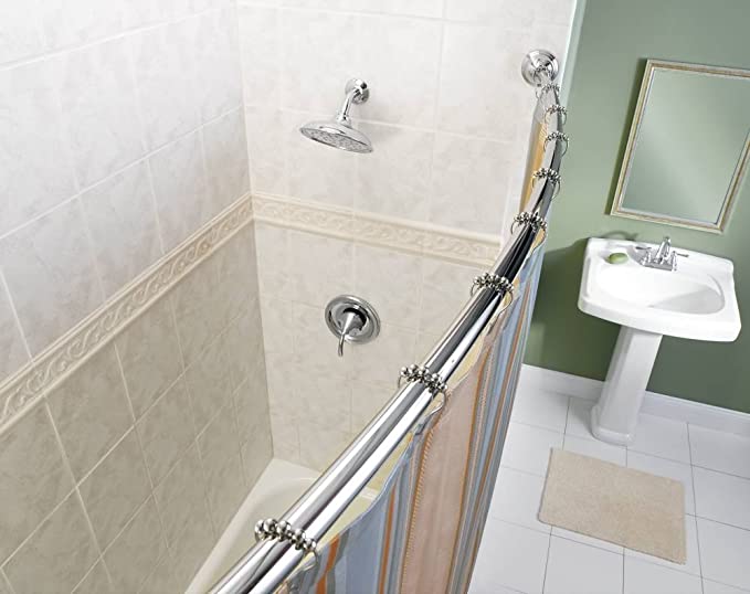 Moen CSR2160CH 54-Inch to 72-Inch Adjustable Length Fixed Mount Single Curved Shower Rod, Chrome, List Price is $61.7, Now Only $22.42, You Save $39.28 (64%)