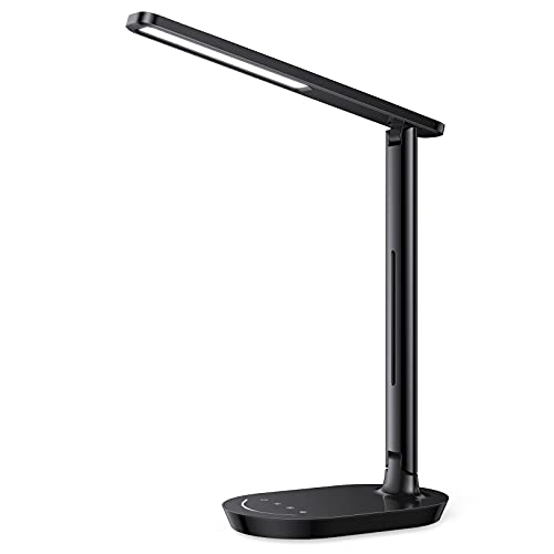 soysout LED Desk Lamp, Dimmable Table Lamp with 4 Color Temperatures, Eye-Caring Reading Lamp with USB Charging Port, Touch Control, 1H Timer,  Only $12.99