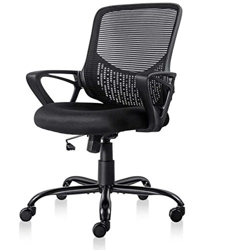Office Chair Ergonomic Computer Desk Chair Mesh Mid-Back Height Adjustable Swivel Chair with Armrest for Home Study Meeting, Black, List Price is $84.99, Now Only $80.99