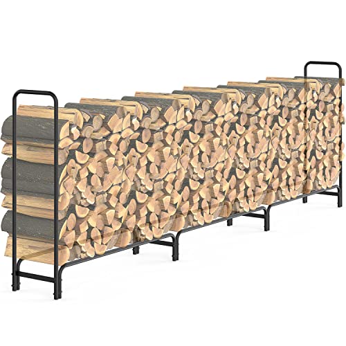 12ft Firewood Rack Outdoor Indoor Heavy Duty Log Rack Firewood Storage Rack Holder Steel Tubular Easy Assemble Fire Wood Storage Stand for Patio Deck Adjustable Log Storage Stand ,  Only $67.99