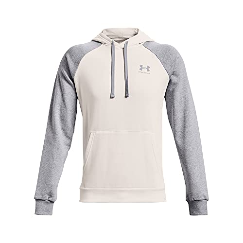 Under Armour Men's Rival Fleece Colorblock Hoodie , Onyx White (112)/Mod Gray , Large, List Price is $45, Now Only $27, You Save $18.00 (40%)