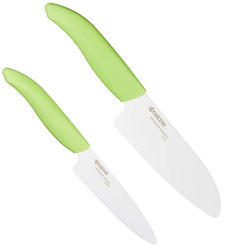 Kyocera Revolution Series 2-Piece Ceramic Knife Set: 5.5-inch Santoku Knife and a 4.5-inch Utility Knife, Green Handles with White Blades, List Price is $59.95, Now Only $41.33, You Save $18.62 (31%)