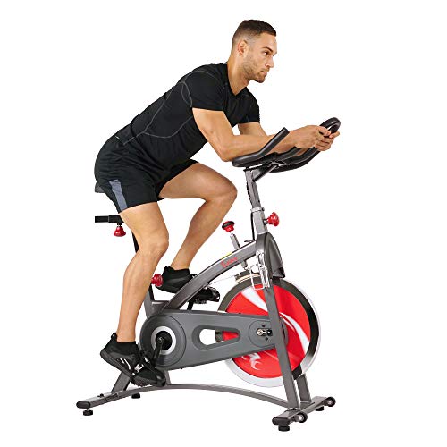 Sunny Health & Fitness Belt Drive Indoor Cycling Bike with LCD Monitor, 40 lb Chrome Flywheel, 265 lb Max Weight - SF-B1423, Gray, List Price is $299, Now Only $152.88