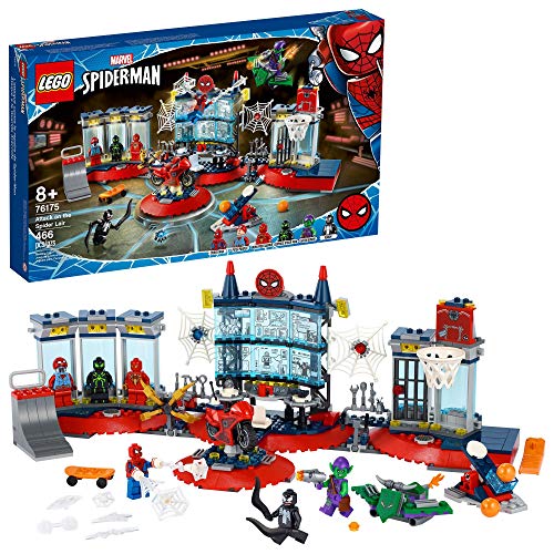 LEGO Marvel Spider-Man Attack on The Spider Lair 76175 Cool Building Toy, Featuring The Spider-Man Headquarters; Includes Spider-Man, Green Goblin and Venom Minifigures, New 2021 (466 Pieces), $55.99