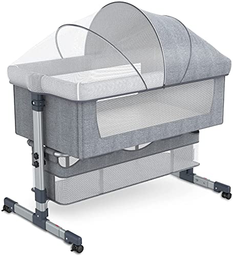 SASRL床边婴儿床，带可拆卸床垫，高度和角度可调，适合于居家和旅行使用，现仅售$110.49 (35% off)