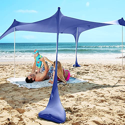 迫不及待要去海滩！SUN NINJA 弹出式沙滩帐篷，UPF50+，配有地钉和支撑杆，折上折后仅售$94.95免运费！