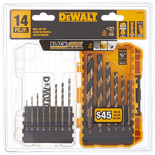 DEWALT Drill Bit Set, Black and Gold, 14-Piece (DWA1184), List Price is $16.98, Now Only $9.98, You Save $7.00 (41%)