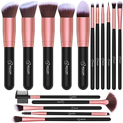 BESTOPE PRO Premium Synthetic Foundation Blending Face Powder Blush Concealers Eye Shadows Make Up Brushes Kit (RoseGold), Now Only $5.99