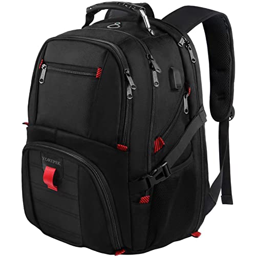 YOREPEK Backpack for Men,Extra Large 50L Travel Backpack with USB Charging Port,TSA Friendly Business College Bookbags Fit 17 Inch Laptops,Black, Now Only $27.19